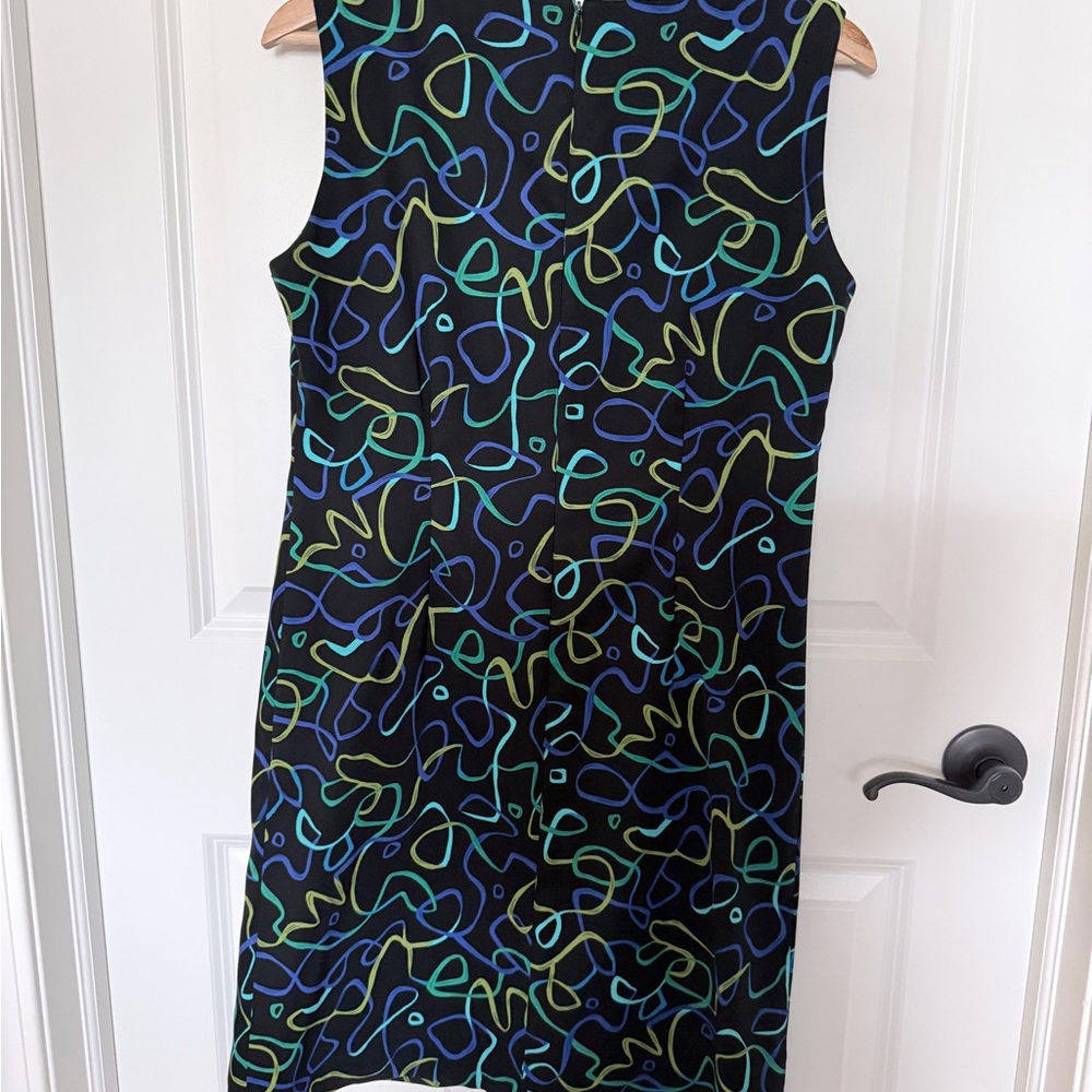 Danny & Nicole Black and Blue Abstract Midi Dress - Picture 4 of 4